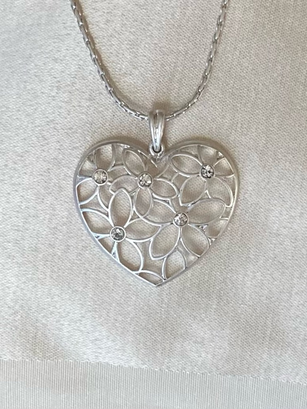 Park Lane Silver Floral Heart Necklace